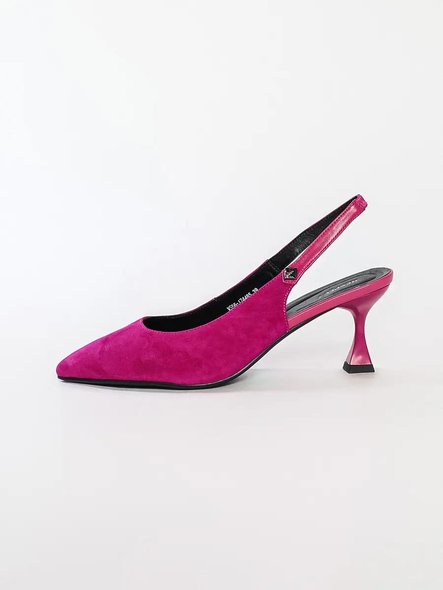 Туфли-слингбэки цвета фуксии на высоком каблуке